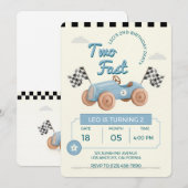 Two Fast Racing Car Boy 2nd Birthday 招待状 (正面/裏面)