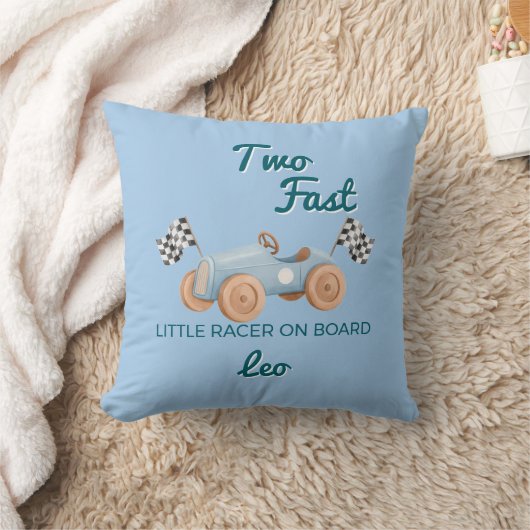 Two Fast Racing Car Boy 2nd Birthday Personalized クッション (ブランケット)