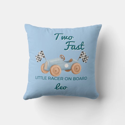 Two Fast Racing Car Boy 2nd Birthday Personalized クッション (裏面)