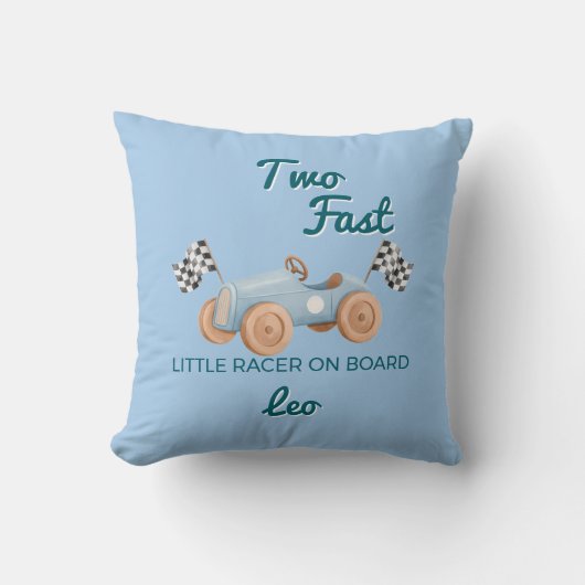Two Fast Racing Car Boy 2nd Birthday Personalized クッション (正面)