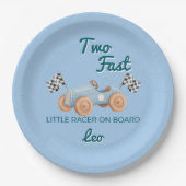 Two Fast Racing Car Boy 2nd Birthday Personalized ペーパープレート (正面)