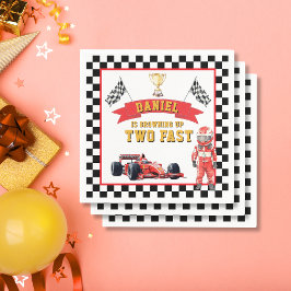Two Fast Racing Theme Checkered Flag Party スタンダードカクテルナプキン