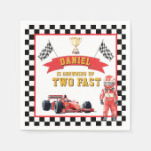 Two Fast Racing Theme Checkered Flag Party スタンダードカクテルナプキン (正面)