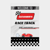 Two Fast retro red race car boy birthday welcome アクリルサイン (正面)