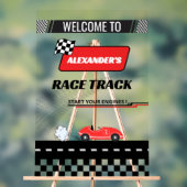 Two Fast retro red race car boy birthday welcome アクリルサイン (ニュートラル)