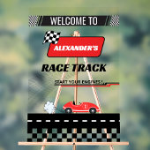Two Fast retro red race car boy birthday welcome アクリルサイン