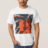 Two Figures Contemplating an Abstract Cosmic Scene Tシャツ (正面)