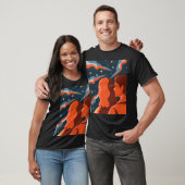 Two Figures Contemplating an Abstract Cosmic Scene Tシャツ (ユニセックス)