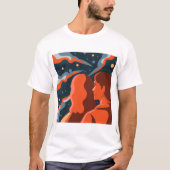 Two Figures Contemplating an Abstract Cosmic Scene Tシャツ (正面)