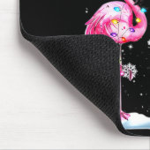 Two Flamingo With Santa Hat And Lights Merry Chris マウスパッド (コーナー)