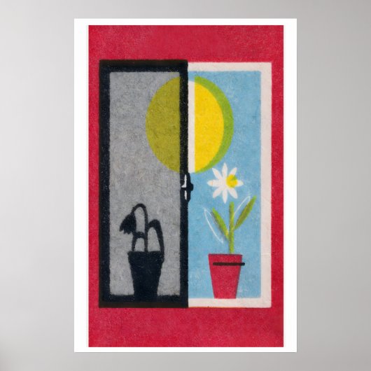 Two Flowers Matchbox Print Vintage Eastern Europe ポスター (正面)