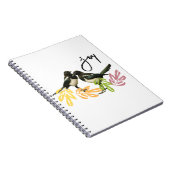 "Two for Joy" -フローラアクセント付き2匹のマグパイ ノートブック (右側)