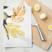 "Two for Joy"マグパイとフローラアクセント キッチンタオル (四つ折り)