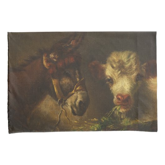 Two Friends (Donkey and Lamb) (Farm Animals) 枕カバー (正面右)