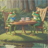 Two frogs having tea シール (正面)