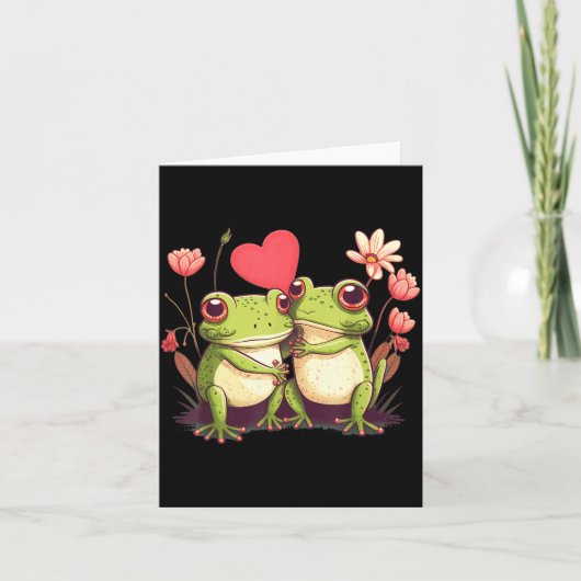 Two Frogs Valentines Day Love On Couple Frog カード (正面)