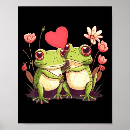 Two Frogs Valentines Day Love On Couple Frog  ポスター (正面)
