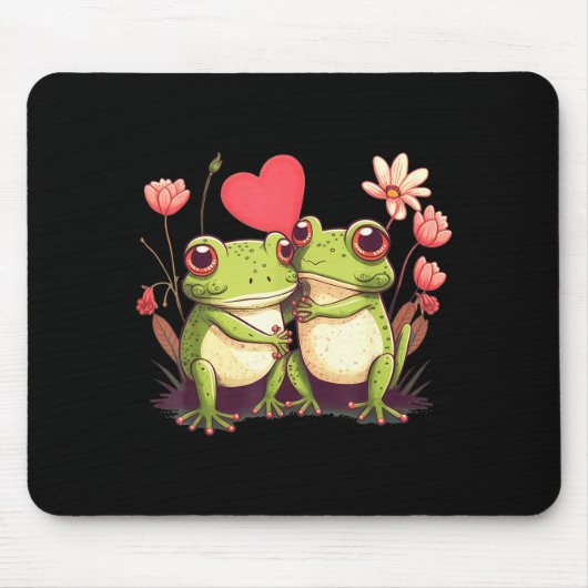 Two Frogs Valentines Day Love On Couple Frog  マウスパッド (正面)