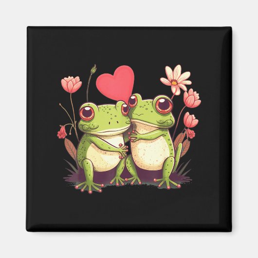 Two Frogs Valentines Day Love On Couple Frog  マグネット (正面)