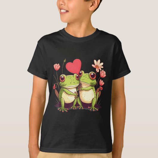 Two Frogs Valentines Day Love On Couple Frog  Tシャツ (正面)