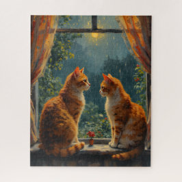 Two ginger cats sitting in front of a window ジグソーパズル