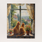 Two ginger staring out of a window   ジグソーパズル (縦)