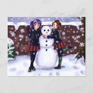 Two Girls and a Snowman シーズンポストカード