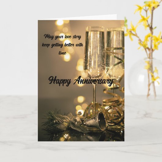 Two Glasses, One Love – Lovely Anniversary Card カード (黄色い花)