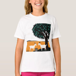  Two goats under a tree Tシャツ