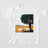  Two goats under a tree Tシャツ (レイダウン)