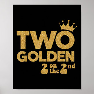 Two Golden Birthday Decorations 2 On The 2nd B-day ポスター