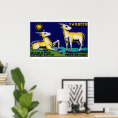Two Golden Deer - Matchbox Print - Aesthetic Wall ポスター (ホームオフィス)