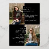 Two Graduates Joint Double Graduation Announcement 箔招待状 (裏面)