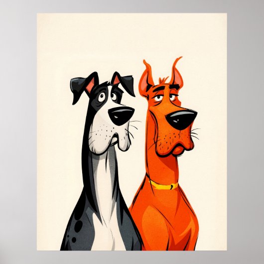 Two Great Danes Wall Art Poster Print ポスター (正面)