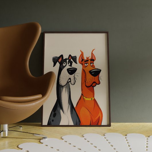 Two Great Danes Wall Art Poster Print ポスター