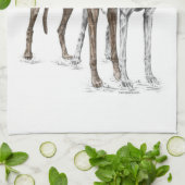 Two Greyhound Friendsドッグアート キッチンタオル (折り畳み)