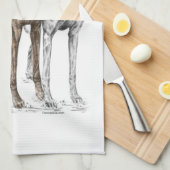 Two Greyhound Friendsドッグアート キッチンタオル (四つ折り)