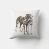 Two Greyhound Friendsドッグアート クッション (裏面)