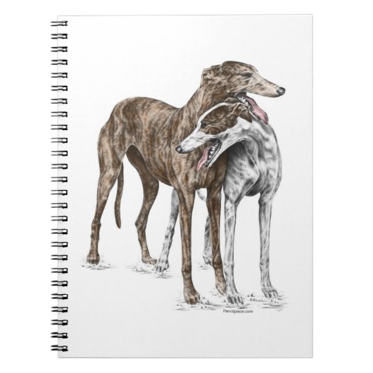 Two Greyhound Friendsドッグアート ノートブック (正面)