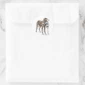 Two Greyhound Friendsドッグアート ラウンドシール (バッグ)