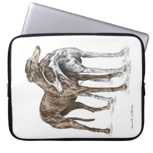 Two Greyhound Friendsドッグアート ラップトップスリーブ