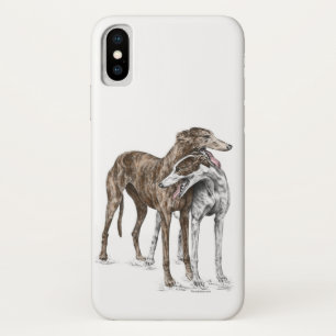 Two Greyhound Friendsドッグアート iPhone X ケース