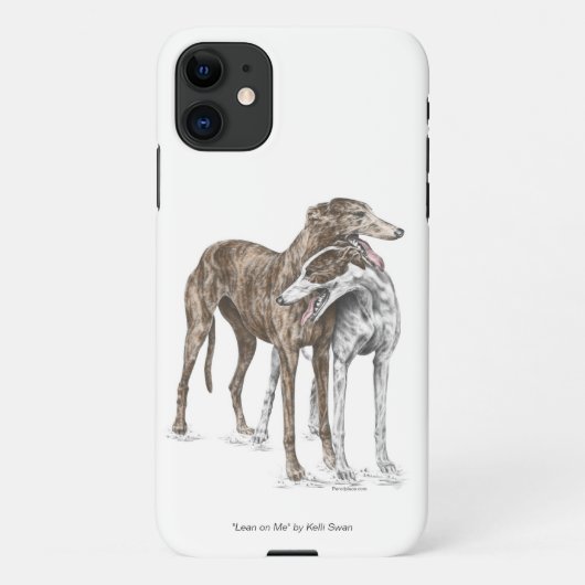 Two Greyhound Friendsドッグアート iPhoneケース (裏面)