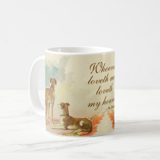 Two Greyhounds /有名なセントトーマスもっと引用文 コーヒーマグカップ (正面左)