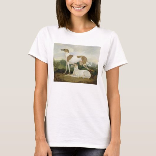 Two Greyhounds in a Landscape (キャンバス上の油) Tシャツ (正面)