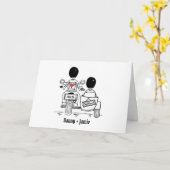 Two Grooms Biker Motorcycle and Sidecar Wedding カード (黄色い花)