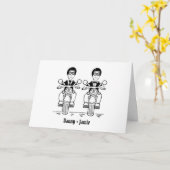 Two Grooms Biker Motorcycle Wedding カード (黄色い花)