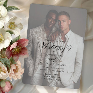 Two Grooms Wedding Photo Template 招待状