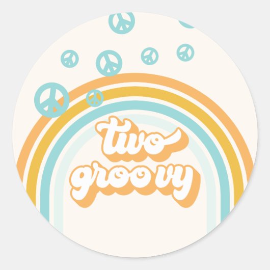 TWO Groovyレトロ少年2歳の誕生日 ラウンドシール (正面)