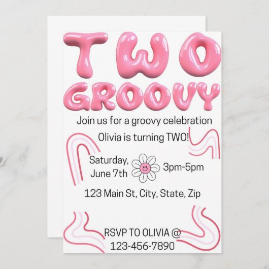 Two Groovy Birthday Invitation 招待状 (正面/裏面)